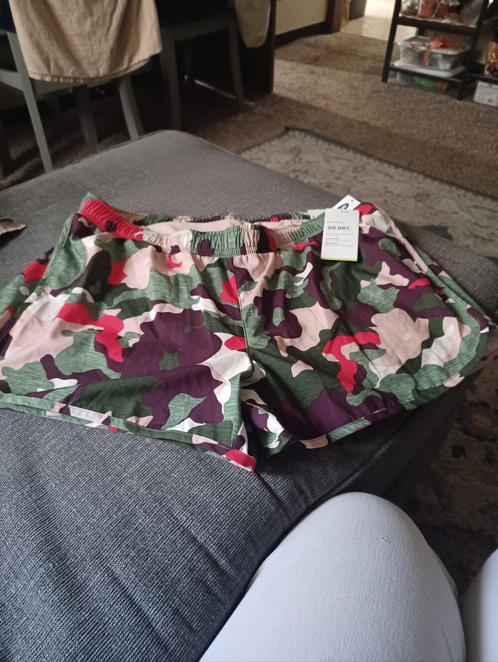 Women’s Camo Athletic Shorts - Green/Purple/Pink